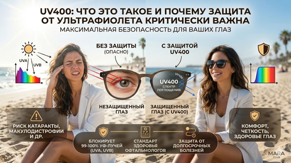 UV400: что это такое и почему защита от ультрафиолета критически важна Мара Клуб (Mara Club) солнцезащитные очки